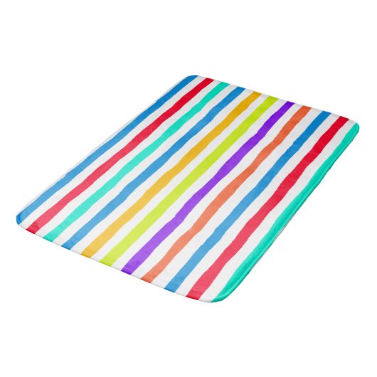 Handgetekende strepen in felle pop art kleuren badmat (Gekanteld)