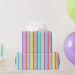 Handgetekende strepen in felle pop art kleuren cadeaupapier