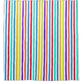 Handgetekende strepen in felle pop art kleuren douchegordijn (Voorkant)