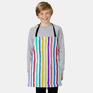 Handgetekende strepen in felle pop art kleuren schort