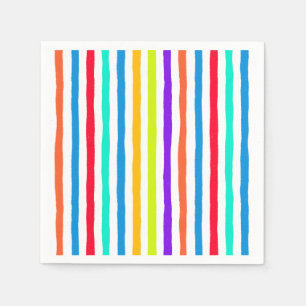 Handgetekende strepen in felle pop art kleuren servet
