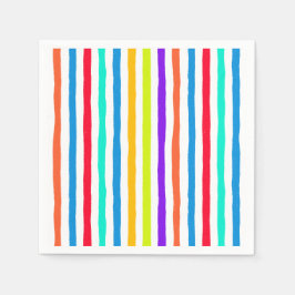 Handgetekende strepen in felle pop art kleuren servet