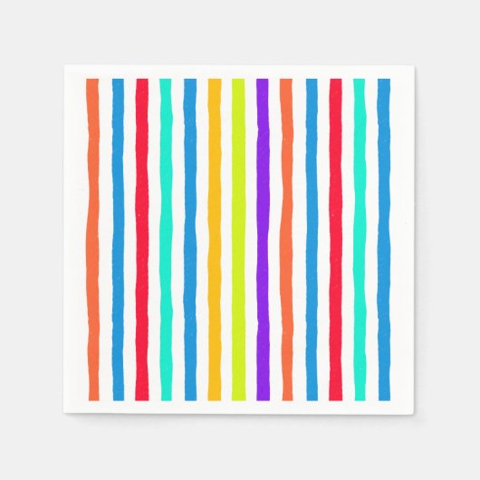 Handgetekende strepen in felle pop art kleuren servet (Voorkant)