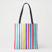 Handgetekende strepen in felle pop art kleuren tote bag (Voorkant)