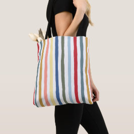 Handgetekende strepen in moderne kleuren uit het m tote bag