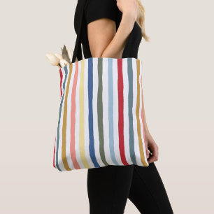 Handgetekende strepen in moderne kleuren uit het m tote bag