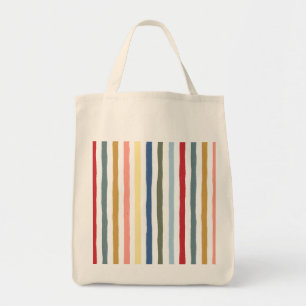 Handgetekende strepen in moderne kleuren uit het m tote bag
