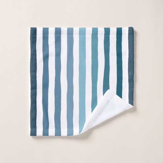 Handgetekende strepen in zee-geïnspireerde blauwti bad handdoek (Wasdoekje)