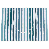 Handgetekende strepen in zee-geïnspireerde blauwti groot cadeauzakje (Voorkant)