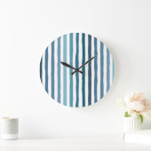 Handgetekende strepen in zee-geïnspireerde blauwti grote klok (Huis)