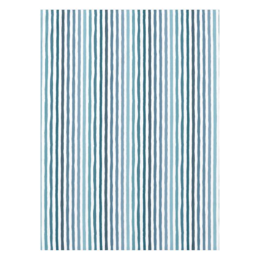 Handgetekende strepen in zee-geïnspireerde blauwti tafelkleed (Voorkant)