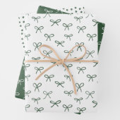 Handgetekende strikken vakantie inpakpapier - groe (In situ)