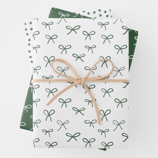 Handgetekende strikken vakantie inpakpapier - groe (In situ)