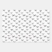 Handgetekende strikken vakantie inpakpapier - zwar vel (Voorkant)