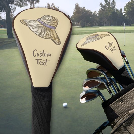 Handgetekende strohoed Beige Golfheadcover