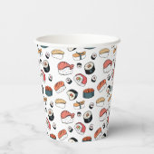 Handgetekende Sushi Mix Papieren Bekers (Achterkant)