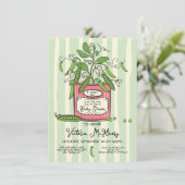 Handgetekende Sweet Pea Vine in Can Baby shower Kaart (Staand voorkant)