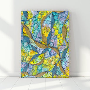Handgetekende Tangled Artistic Threads of Color Canvas Afdruk