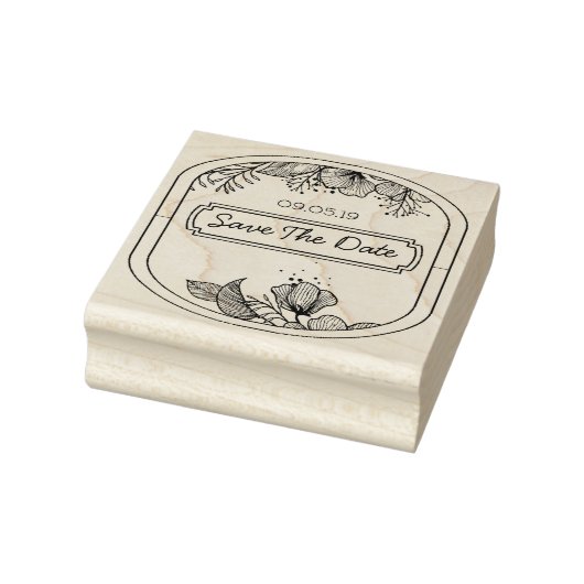 Handgetekende tekst monogram lijst bloemen sket rubberstempel (Stempel)
