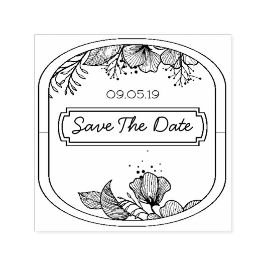 Handgetekende tekst monogram lijst bloemen sket  zelfinktende stempel (Design)