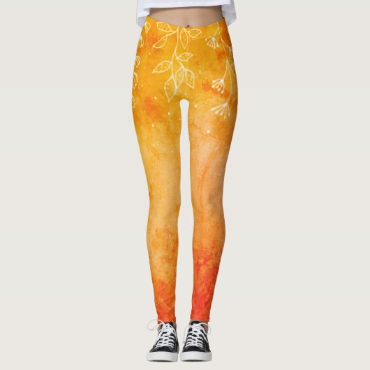 Handgetekende terracotta leggings a (Voorkant)
