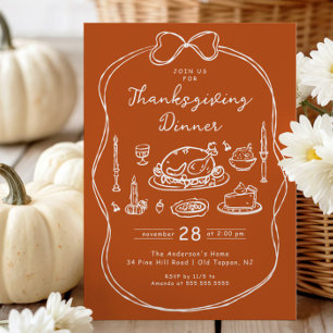 Handgetekende Thanksgiving Diner Kaart