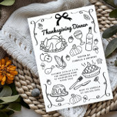 Handgetekende Thanksgiving Diner Kaart