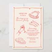Handgetekende Thanksgiving Dinner Invitation Feestdagenkaart (Voorkant)
