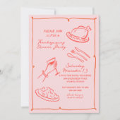 Handgetekende Thanksgiving Dinner Invitation Feestdagenkaart (Voorkant)