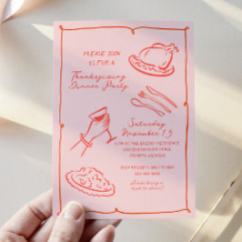 Handgetekende Thanksgiving Dinner Invitation Feestdagenkaart