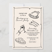 Handgetekende Thanksgiving Dinner Invitation Feestdagenkaart (Voorkant)