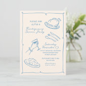 Handgetekende Thanksgiving Dinner Invitation Feestdagenkaart (Staand voorkant)