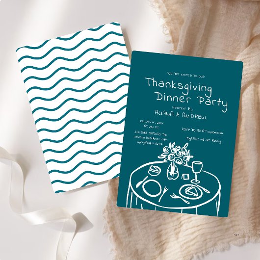 Handgetekende Thanksgiving Dinner Scribble Invitat Kaart
