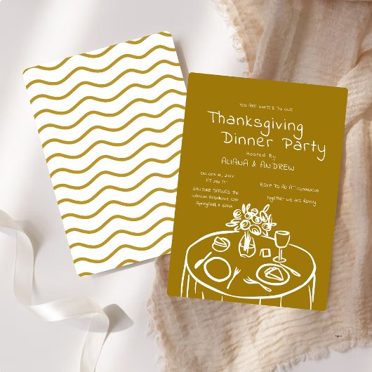 Handgetekende Thanksgiving Dinner Scribble Invitat Kaart