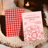 Handgetekende Thanksgiving Dinner Scribble Invitat Kaart