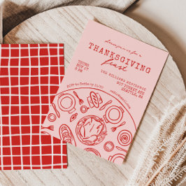 Handgetekende Thanksgiving Dinner Scribble Invitat Kaart