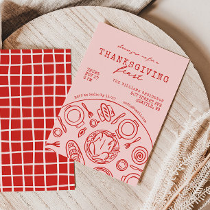 Handgetekende Thanksgiving Dinner Scribble Invitat Kaart
