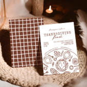 Handgetekende Thanksgiving Dinner Scribble Invitat Kaart
