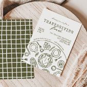 Handgetekende Thanksgiving Dinner Scribble Invitat Kaart
