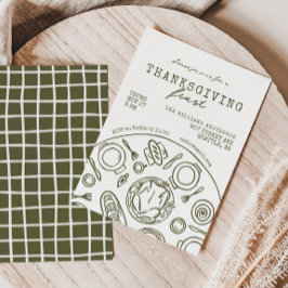 Handgetekende Thanksgiving Dinner Scribble Invitat Kaart