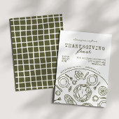 Handgetekende Thanksgiving Dinner Scribble Invitat Kaart