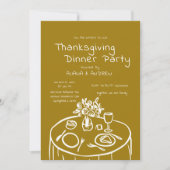 Handgetekende Thanksgiving Dinner Scribble Invitat Kaart (Voorkant)