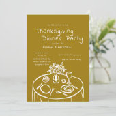 Handgetekende Thanksgiving Dinner Scribble Invitat Kaart (Staand voorkant)