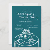 Handgetekende Thanksgiving Dinner Scribble Invitat Kaart (Voorkant)