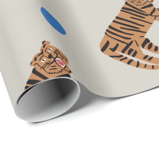  handgetekende tijger en kleurrijke polka stippen  cadeaupapier (Rol Hoek)