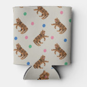 Handgetekende tijger, stippen polka: levendig patr blikjeskoeler (Voorkant)