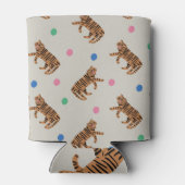 Handgetekende tijger, stippen polka: levendig patr blikjeskoeler (Achterkant)