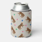 Handgetekende tijger, stippen polka: levendig patr blikjeskoeler (Blikje Achterkant)