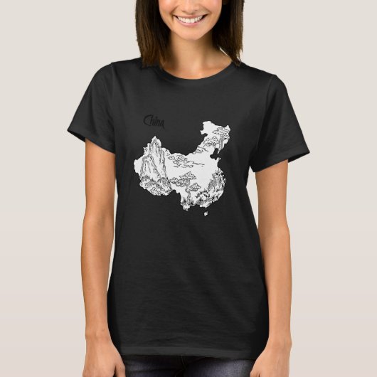 Handgetekende traditionele Chinese schilderkunst i T-shirt (Voorkant)