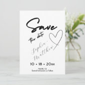 Handgetekende trouwfoto Save The Date (Staand voorkant)